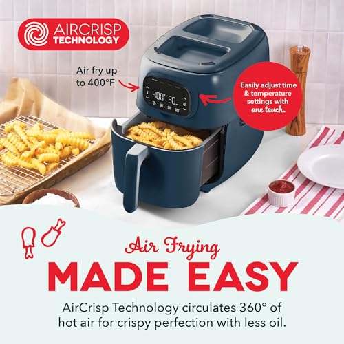 Dash Flip & Fry™ Digital 2-in-1 Grill & Air Fryer - Indoor Grill & Electric Fryer - Features AirCrisp® Technology & Nonstick Surface - dishwasher safe Parts - Forged Iron