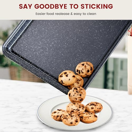 Terlulu 10-Piece Baking Pans Set, Bakeware Sets Nonstick, Baking Set for Oven Cooking, Stackable Carbon Steel Set Include Cookie Sheets, Muffin Pan, Cake Pan, Pizza Pan, Loaf Pan, Roasting Pan, Black
