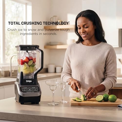 Ninja Professional Blender | Smoothie Blending, Drink Mixer, Grinder, Ice Crusher, Frozen Fruit Blending | 1000W Power, Total Crushing Technology, XL 72-oz. Pitcher | Black & Grey | BL610