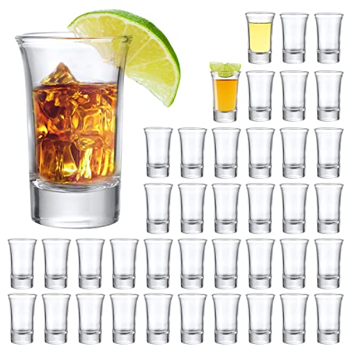 Encheng 40 Pack Shot Glasses Bulk Set,1.5 oz Whiskey Shot Glass with Heavy Base, Clear Glass Shot Cups for Whiskey, Vodka, Tequila, Liquor, Spirit, Home Bar, Restaurants