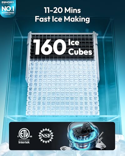 EUHOMY Commercial Ice Maker Machine 400Lbs/24H,ETL Approval, Industrial Ice Machine, 250Lbs Storage, Ice Ready in 11-20min, Stainless Steel Ice Maker for Bar/Cafe/Restaurant/Business