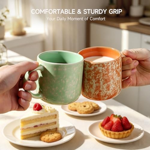 MONITO 12 OZ Coffee Mugs Set of 4, Modern Ceramic Coffee Mugs Set with handle for Tea/Latte/Cappuccino/Milk/Cocoa.