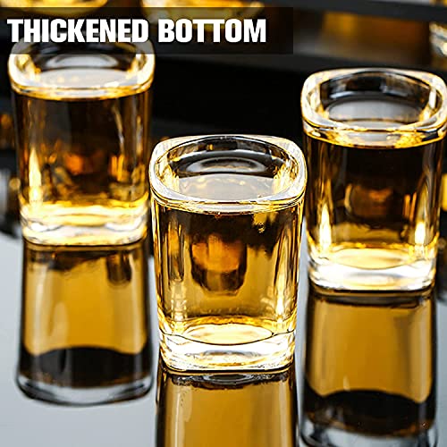 Vivimee 30 Pack Heavy Base Shot Glasses Bulk, 2.2 oz Square Shot Glass Set, Clear Espresso Shot Glass, Small Whiskey Shot Glasses for Vodka, Whiskey, Tequila, Espressos, Spirits & Liquors