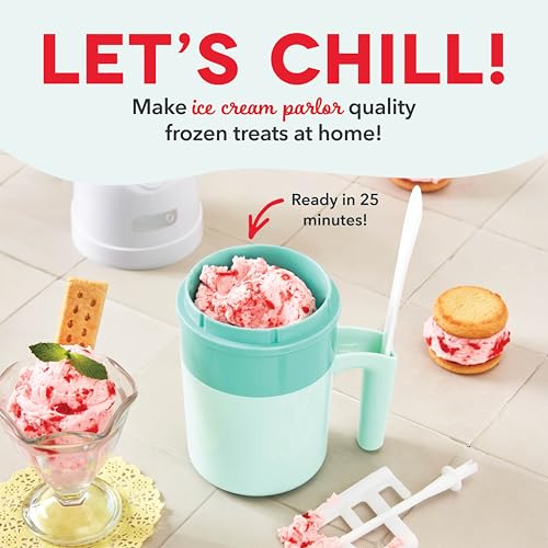 Dash My Pint Ice Cream Maker - Compact & Convenient Single-Serving Ice Cream Maker - Makes Gelato, Sorbet & Frozen Yogurt - 1.6 Cups, Aqua
