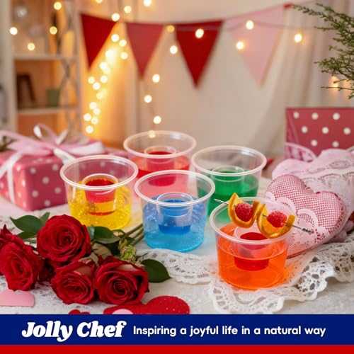 JOLLY CHEF 100 Disposable Bomber Cups,4oz Clear Plastic Bomber Shot Glasses Highly Durable and Reusable Perfect for Shots for Wedding, Valentine's Day