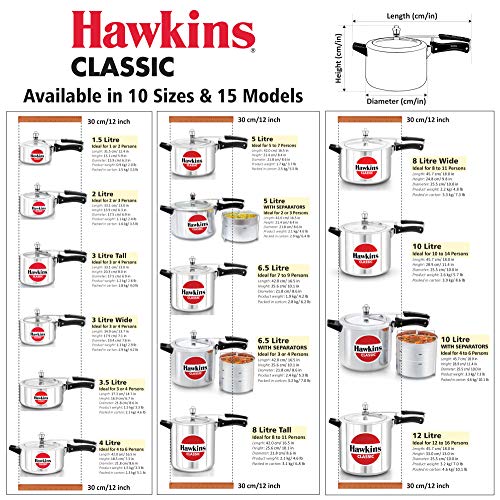 Hawkins Aluminium 1.5 Litre Classic Pressure Cooker,Best Inner Lid Cooker,Small Cooker,Silver(Cl15)
