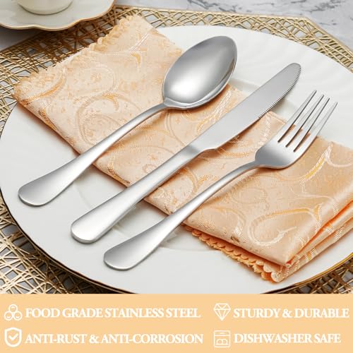 MUTNITT 30 Pcs Silverware Set Service for 6,Premium Stainless Steel Flatware Set,Mirror Polished Cutlery Utensil Sets,Durable Kitchen Eating Tableware Sets,Include Fork Knife Spoon,Dishwasher Safe