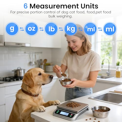 LNXDMWMS 88lb/40kg Food Scale with 6 Unit Stainless Steel Commercial Kitchen Scale, with Full View LCD Display Large Kitchen Scale with Tare and Pcs Funtion for Baking, Cooking, Flour, Fruits Silver