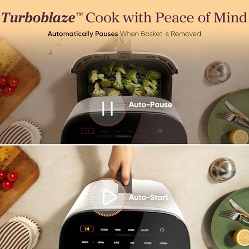Cosori 9-in-1 TurboBlaze Air Fryer 6 Qt, Smart Control, 90°–450°F, Shake Reminders, Precise Heating for Even Results, Air Fry, Roast, Bake, Broil, Dry, Frozen, Proof, Reheat, Keep Warm, 120V, Cream