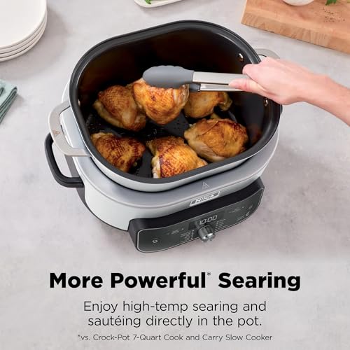 Ninja Foodi PossibleCooker PRO Plus with 11-in-1 Smart Cook System, Thermal Surround Technology, Powerful 1400-Watt Base, Oven safe up to 500º F - White (Renewed)