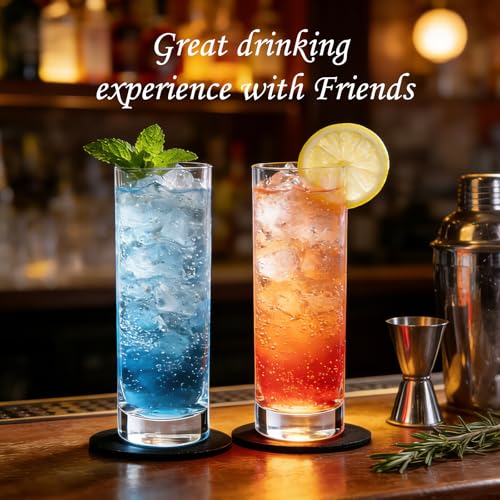 Cadamada Premium Highball 10oz Drinking Glasses,Highball Glasses,Cocktail Glasses,Set of 12 Clear Small Vases,Bar Glassware for Mojito, Whiskey, Cocktail