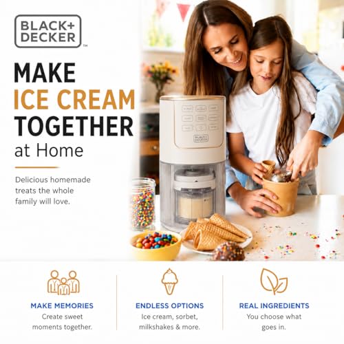 BLACK+DECKER Ice Cream Maker for Families & Kids – Make Protein, Keto & Dairy-Free Ice Cream, Gelato & Milkshakes at Home – Easy Creamy Pint Machine with Mix-Ins