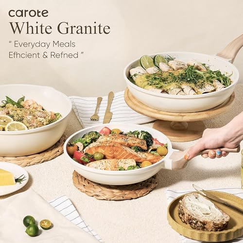 CAROTE 21pcs Pots and Pans Set, Nonstick Cookware Sets, Induction Cookware Kitchen Set Non Stick Cooking Set w/Frying Pans & Saucepans (PFOS, PFOA Free)