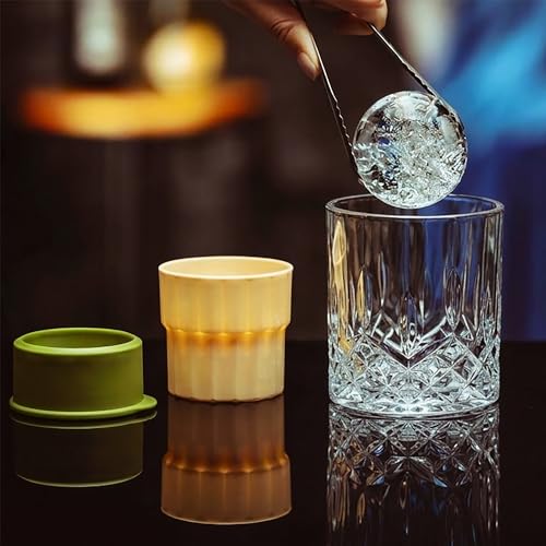 NORIMODA Whiskey Glasses Set of 4, 10oz Old Fashioned Bourbon Glasses with 4 Ice Ball Molds, Lead-free Rocks Glassware for Scotch, Liquor & Cocktails, Gift for Men