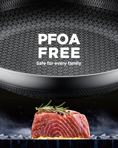 Non Stick Frying Pan Set, 10 Pcs Nonstick Hybrid Skillets and Saucier Pans Set, PFOA Free Kitchen Cookware, Dishwasher & Oven Safe, All Cooktop Compatible