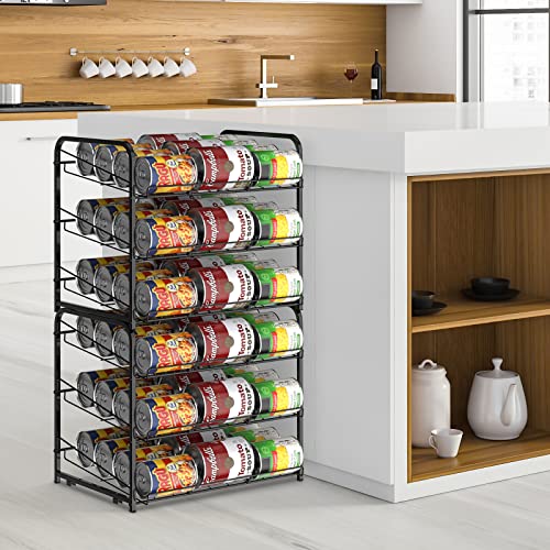 BTY Can Organizer for Pantry Stackable 2 Pack, Can Storage Organizer Rack Stacking Can Dispensers Small Space Holds up to 36 Cans for Pantry, Kitchen, Cabinet Black