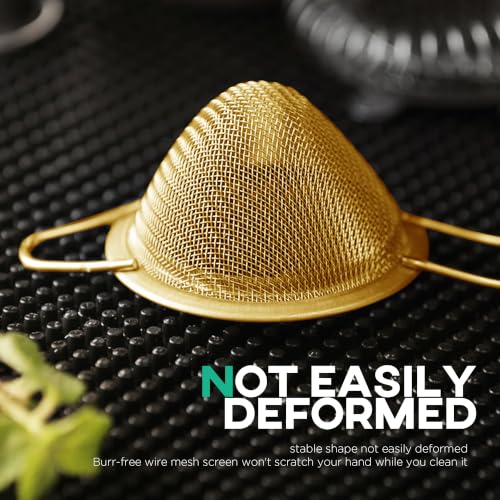 Homestia Fine Mesh Strainer for Kitchen, 304 Stainless Steel Sieve Sifters Cocktail Strainer for Food, Tea, Oil, Noodles, Coffee, Juice, Flour, Fruits, Vegetables - Easy to Clean Drink Strainer (Gold)