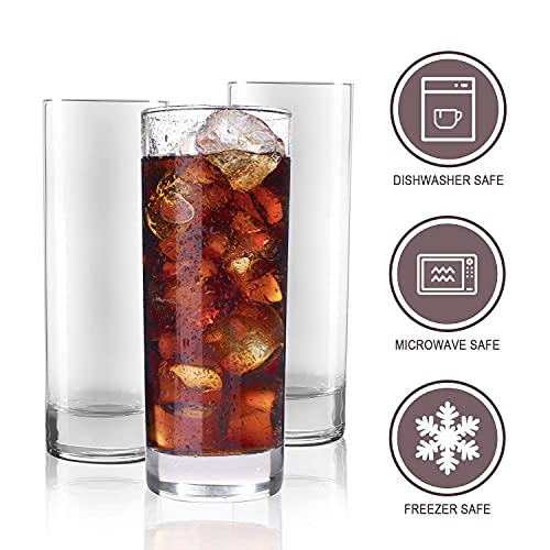 QAPPDA Glass Drinking Glasses 10 oz, Clear Highball Cocktail Glasses - Set of 12 with Heavy Base for Beverages, Juice, Cocktails