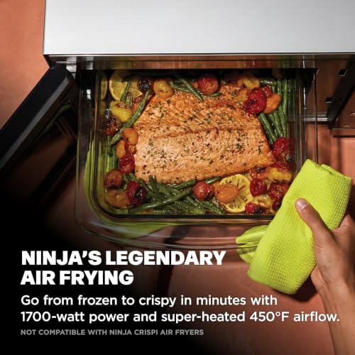 Ninja Crispi Microwave and Air Fryer with FusionCrisp, 14-in-1, 1000W, 0.9 Cu. Ft., Max Crisp, Roast, Bake, Broil, 8 Microwave Presets, Popcorn, Defrost, and more, PFAS-Free Glassware, Silver, MW101