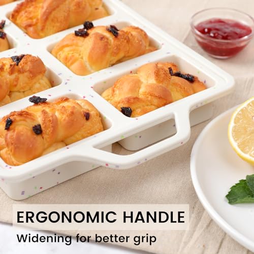 Vinino 2 Pack Mini Silicone Loaf Pans, 8-Cavity Metal Reinforced Frame Pans
