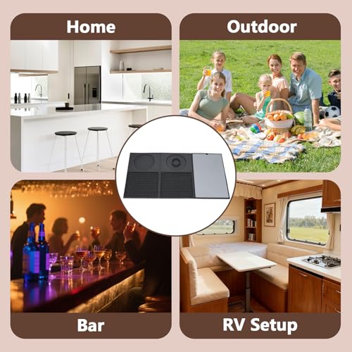 Dreamtop Bar Mat for Countertop - 3-Layer Multifunctional Foldable Silicone Cocktail Mat with Cutting Board, 22'' x 12'' Drying Mats, Bar Accessories for Home Bar Outdoor Picnic Camping Travel