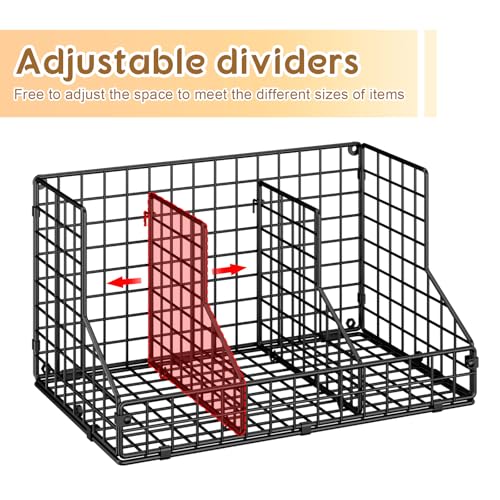 JKsmart 2 Pack Stackable Can Rack Organizer for Pantry Storage,Can Dispensers with 4 Adjustable Dividers, 2-Tier Metal Wire Basket Beverage Pop Soda Rack for Kitchen Cabinet Pantry, Black