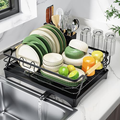 Epicano Dish Drying Rack for Kitchen Counter,Black,Large Capacity