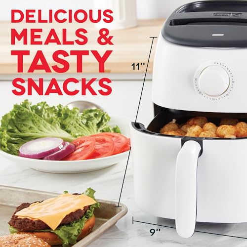 Dash Tasti-Crisp Express Air Fryer - Mini Air Fryer For Crispy Snacks, Frozen Foods and Oil-Free Cooking - Nonstick Basket - White, 2.6-Quart