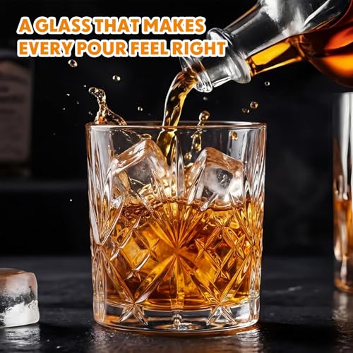 Yiyiring 12 Pcs Old Fashioned Whiskey Glasses 12 oz Elegant Crystal Whiskey Glasses Bourbon Cocktail Rocks Glass for Bourbon Scotch Liquor Cocktails Barware Men Gifts