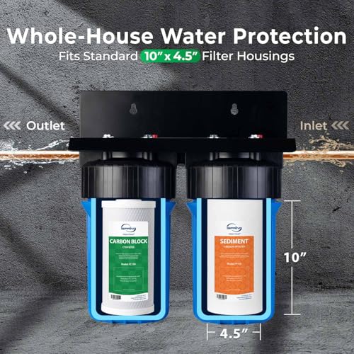 iSpring F2WGB21B Whole House 4.5"x10" Water Filtration High Capacity Sediment and CTO Carbon Block Water Filter Replacement Cartridge Pack Set, Model: WGB21B