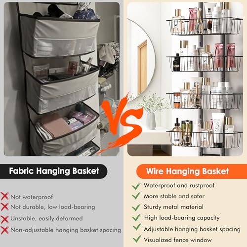 LUXEAR Over the Door Pantry Organizer, 6-Tier Adjustable Over the Door Hanging Spice Rack, No-Assembly Foldable Metal Over the Door Organizer for Kitchen, Home, Laundry Room, Bathroom
