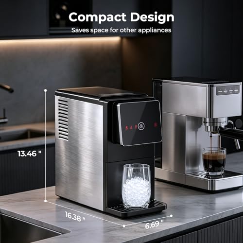 Antarctic Star Nugget Ice Maker Countertop, 33 Lbs/24H, Automatic Ice Dispenser, Self-Cleaning Portable Ice Machine, 1.8L Water Tank, Touch Screen & Auto Ice Drop, for Home/Office/Kitchen