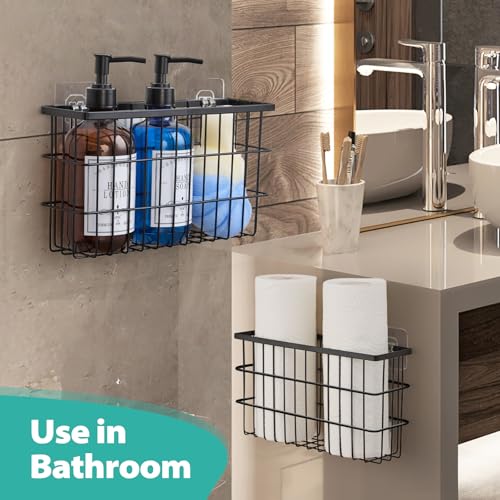Sinnsally 2 Pack Cabinet Door Organizer,Self Adhesive Lid Organizers Inside Cabinet Storage Boxes,Hanging Storage Basket Organizer Wall Mounted Pantry Caddy Cup Holder for Kitchen,Fridge,Bathroom