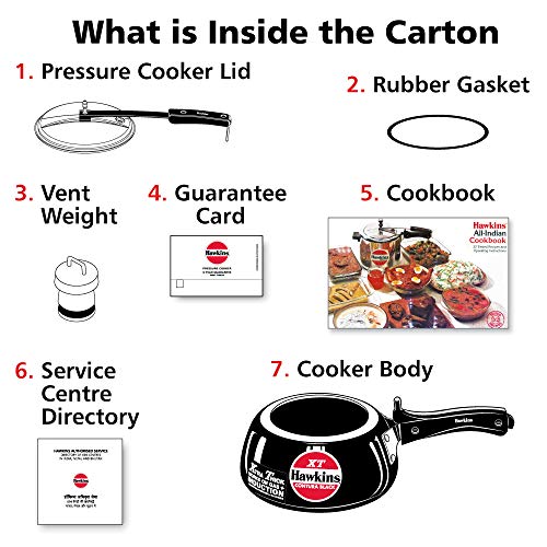 Hawkins Contura Black XT Pressure Cooker, Hard Anodised Inner Lid Cooker, Small Induction Cooker, Handi Cooker, Black CXT20 2 Litre