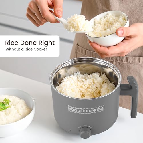 Elite Gourmet Noodle Express Electric Hot Pot, Stainless Steel, Grey