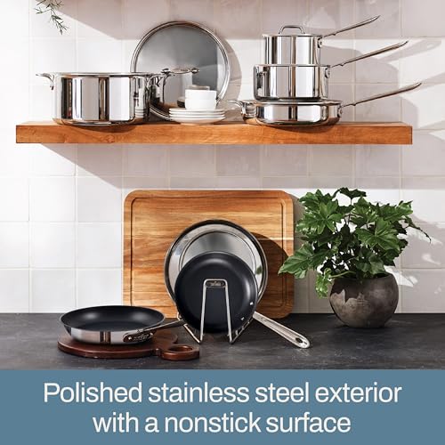 All-Clad D3 8 Inch Stainless Steel Pro Non Stick Frying pan, 3-Ply Stainless Steel Pan, Induction, Oven Broiler Safe 500F Skillet, Professional Cookware, Silver