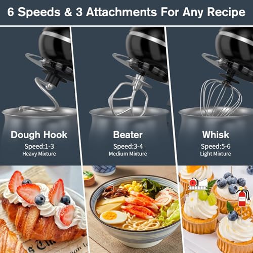 Electric Stand Mixer with 5.3 Quart, Cake Mixer with Stainless Steel Bowl and Stand, Kitchen Mixer Tilt-Head Design Includes Dough Hook, Whisk & Beater - Great for Baking Bread, Cakes, Cookies