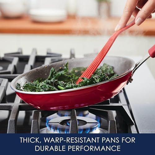 Rachael Ray Cook + Create Aluminum Nonstick Cookware Set, 10-Piece, Red