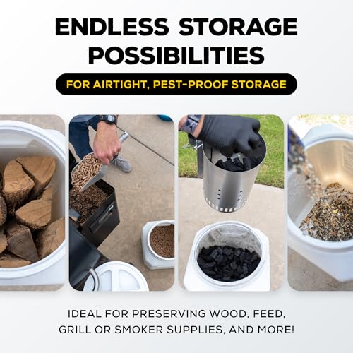 Vittles Vault Traditional Pet Food Storage Container For Dog Kibbles/Bird Seed/Oatmeal/Rice/Flour/Cereal, BPA Free Plastic, Sealed Airtight For Cat Food, Up To 50 lb, Made in USA, With Scoop, Gray
