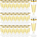 CHENGU 200 Pack Plastic Champagne Flutes, 5 oz Disposable Shatterproof Champagne Glasses Toasting Wine Glasses Cocktail Cups for Wedding, Parties, New Year's Eve for Celebration(Gold)