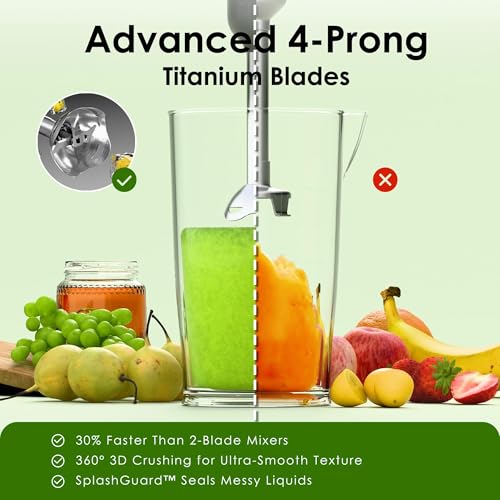 WHUTO Cordless Immersion Hand Blender, 5-in-1 Variable Speed blender handheld,Rechargeable with 2000mAh Battery, BPA-Free & Dishwasher-Safe Accessories:700ml Beaker,Chopper,Whisk & Milk Frother,Black