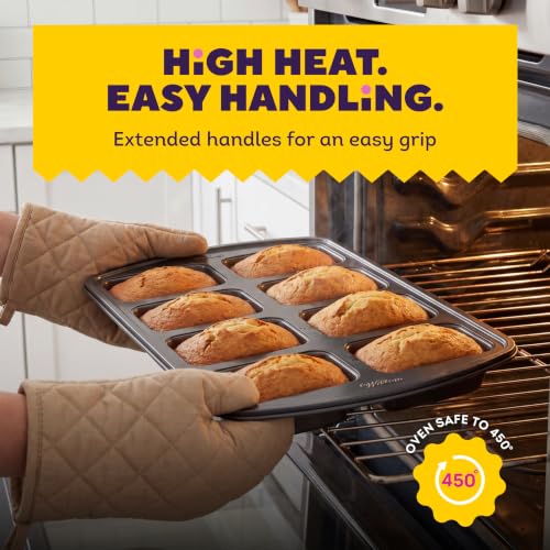 Wilton Gold Non-Stick Bakeware Mini Loaf - Baking Pan for Mini Banana Breads, Cakes & More - Made Without PFAS - Offers Even Heat Distribution & Hassle-Free Cleaning - 15 x 10 x 1.6 Inch, 8 Cavity