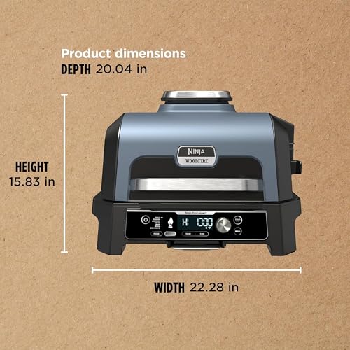 Ninja Woodfire Pro Connect XL Outdoor Grill & Smoker | Bluetooth, App Enabled | 7-in-1 Grill, BBQ Smoker, Outdoor Air Fryer | Woodfire Technology | Built-In Thermometer | Blue & Gold| OG951BL1