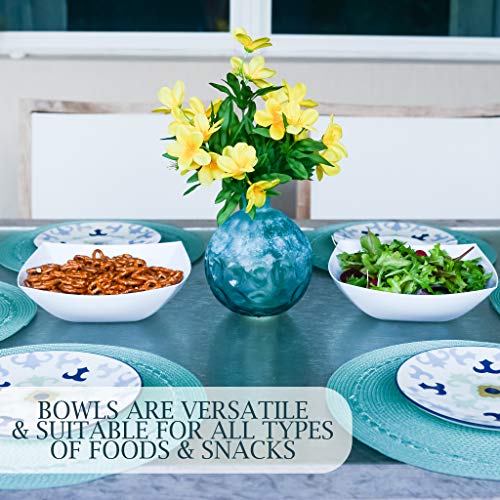 PLASTICPRO Disposable 64 ounce Square Serving Bowls, Party Snack or Salad Bowl, Large Plastic Elegant White Pack of 4
