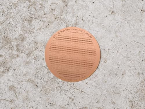 CAFE CONCETTO Filter for use in AeroPress Go/AeroPress Coffee Makers (Superfine) - Premium Replacement Disc - Reusable Metal, Titanium Coated Stainless Steel. Upgrade Your Mesh or Filter Papers