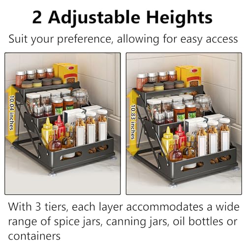 Ceetug 3 Tier Foldable Spice Rack, Black