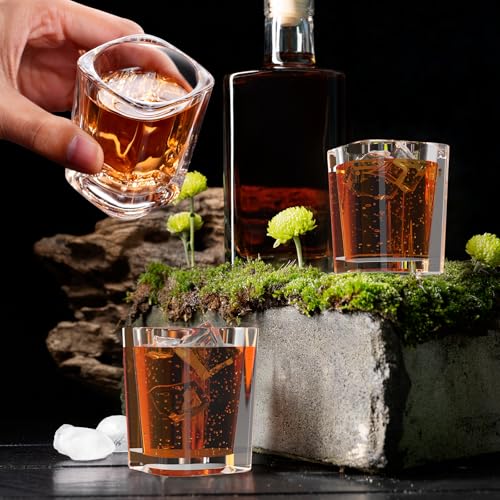 AltarreT 6 Pack Heavy Base Shot Glasses Bulk, 2.2 oz Clear Tequila Espresso Square Whiskey Shot Glass Set for Vodka, Whiskey, Tequila, Espressos, Spirits & Liquors