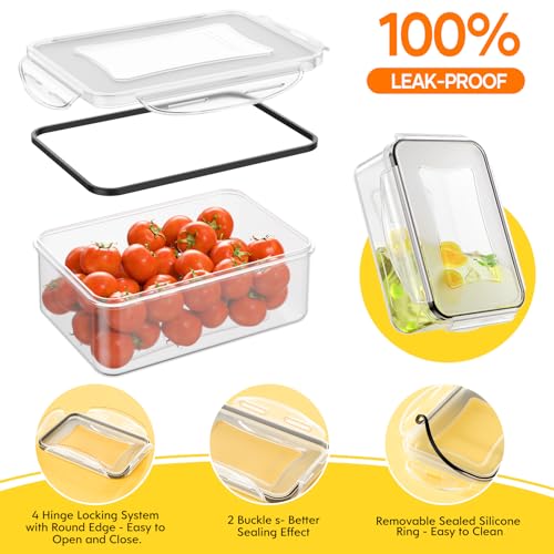 52 PCS Food Storage Containers with Lids Airtight (26 Lids & 26 Containers)- Reusable Plastic Leakproof Meal-Prep Container for Kitchen Storage Organization Microwave/Dishwasher Safe with Labels & Pen - My Kitchen Products