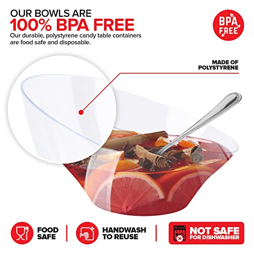 54oz Clear Plastic Serving Bowls (4 Pack) Large Disposable Candy Dishes, Buffet Containers for Chips, Popcorn, Snacks, Punch, Salad Bar, Snack Bowl, Parties, Office Desk, Bridal Shower, Party Supplies - My Kitchen Products