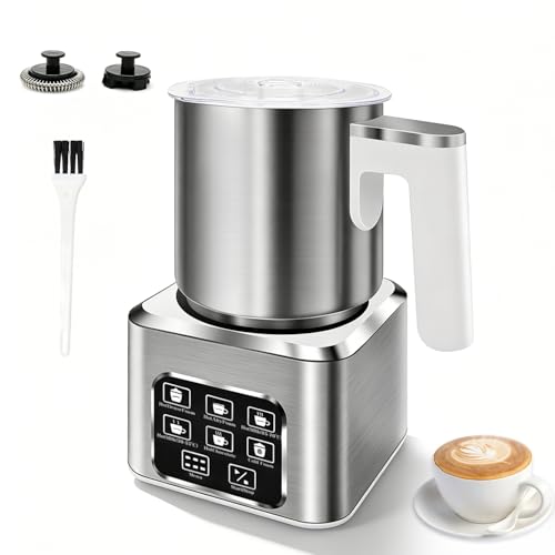 6-in-1 Electric Milk Frother and Steamer, Large Capacity & Detachable Electric Milk Frother and Warmer, Automatic Hot & Cold Foam Maker, with Stainless Steel Jug, 16.91oz/500ml for Coffee - My Kitchen Products